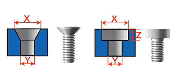 アクリル板 穴あけ加工 ザグリ穴（皿ザグリ、平ザグリ）